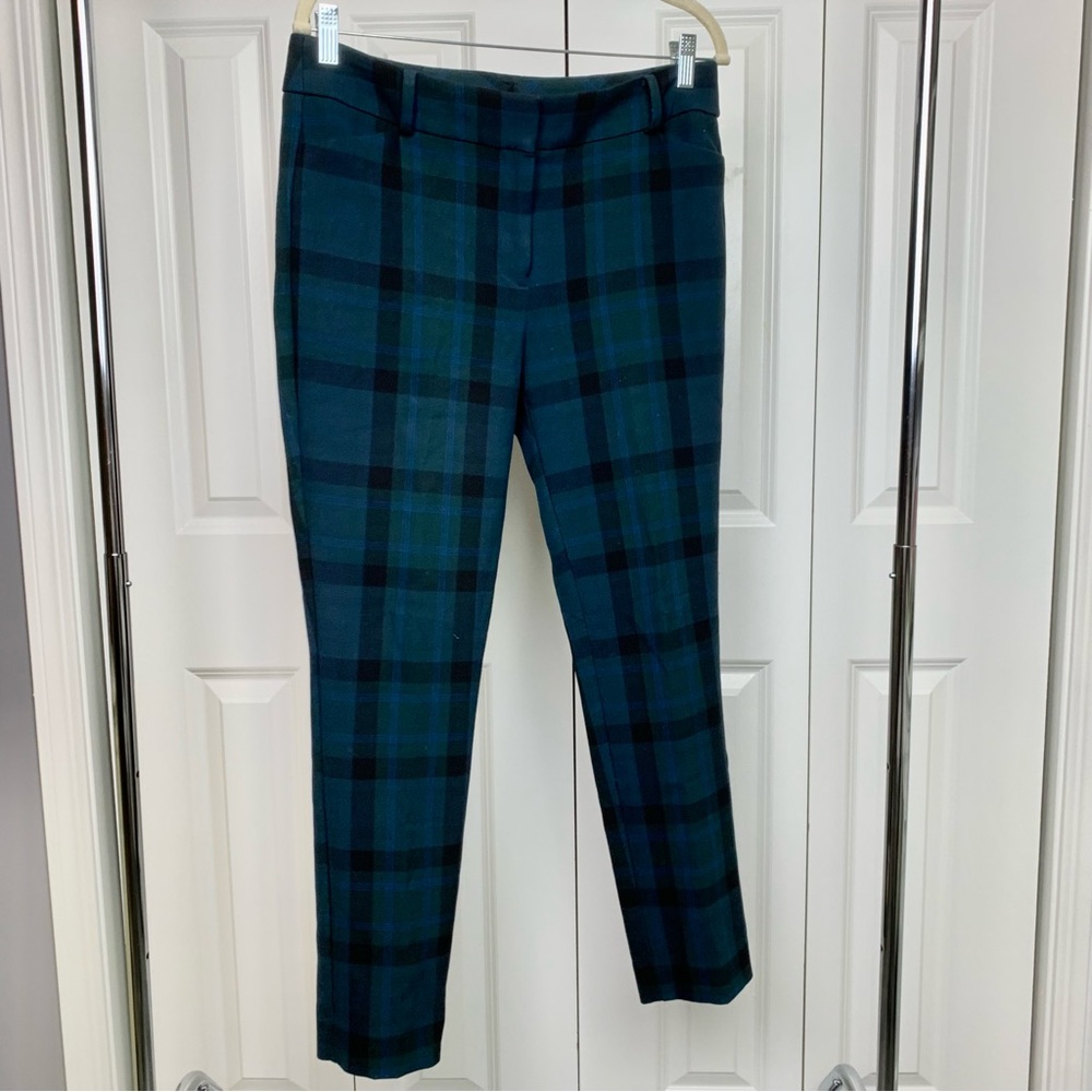 LOFT GREEN TARTAN SKINNY CROPPED Marisa PANTS